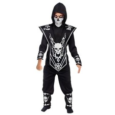 Kids Complete Silver Skull Ninja Halloween Costume Boys 8, Medium