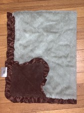 RN 119741 Green/Brown Ruffle Satin Edge Baby Blanket/Lovey
