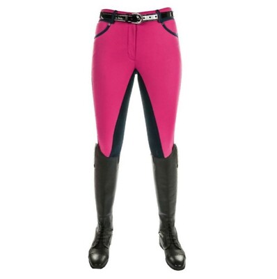 Lauria Garrelli Polo Classic Stripe Breeches, Pink Blue, Full Seat
