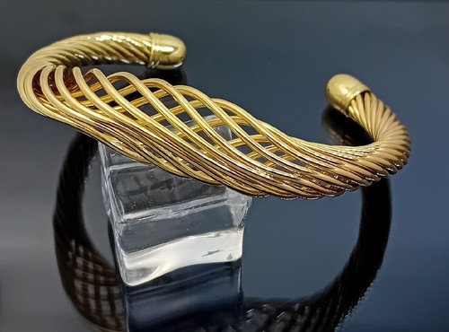 18K Gold Filled Stunning Italian Filigree 18ct GF Statement Bangle 6.5cm - Picture 3 of 10