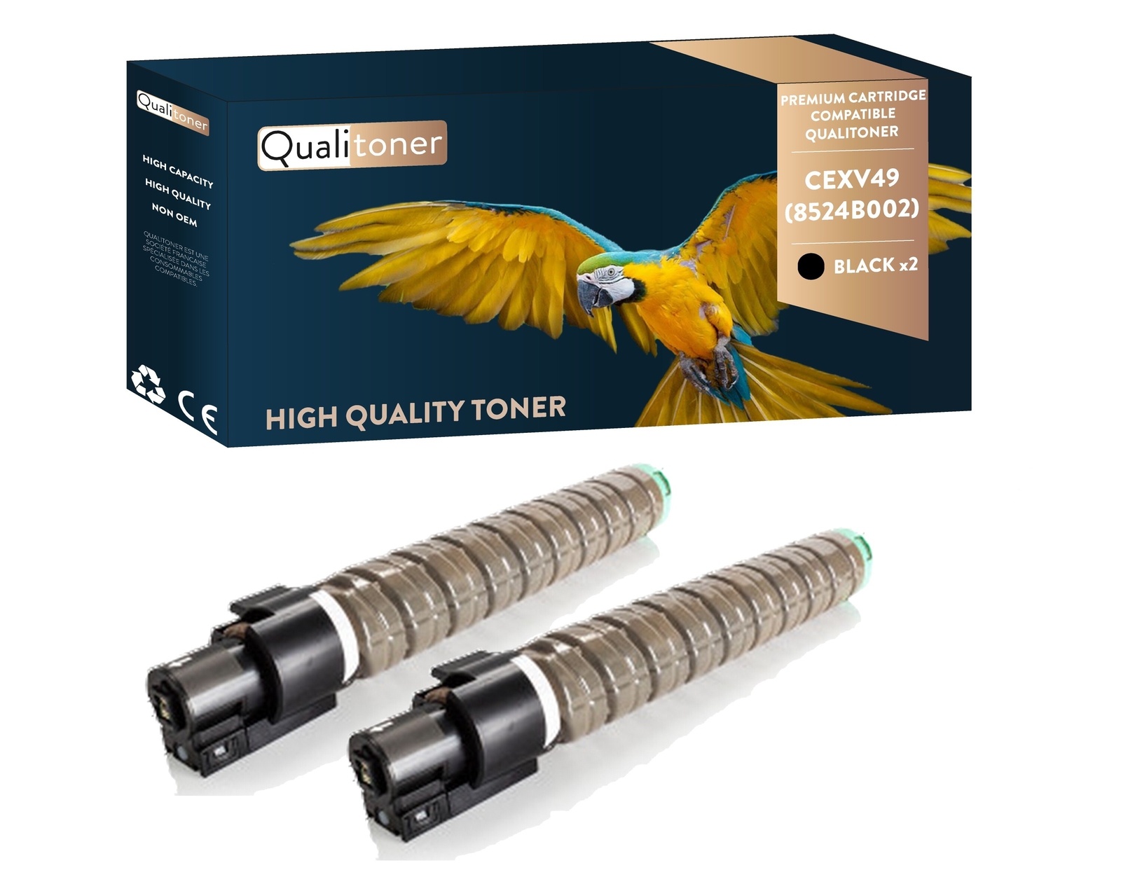 Pack 2 Toners CEXV49 Noir Qualitoner pour Impressions Professionnelles Canon