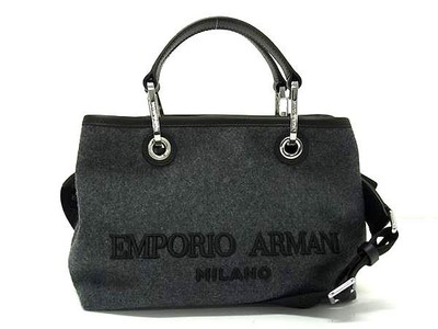 EMPORIO ARMANI Handbag Shoulder Bag Crossbody 2way Logo Gray Black 