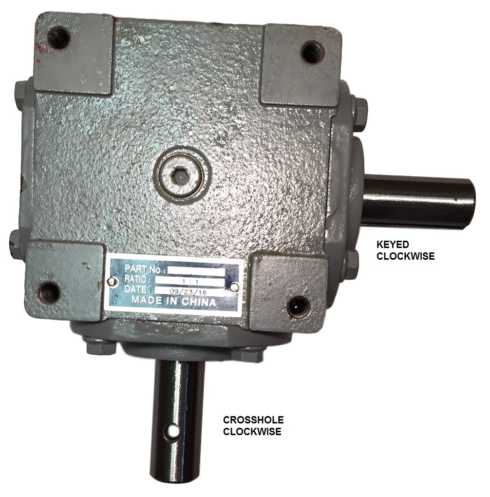 40 HP Right Angle Bevel Gearbox w/Crosshole & Keyed Shaft CW/CW 1:1