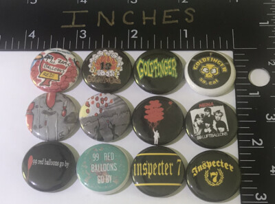 Nena Goldfinger 12 Pin Lot Pins 1 Inch Inspector 7 99 Red Balloons Ska Punk Rock
