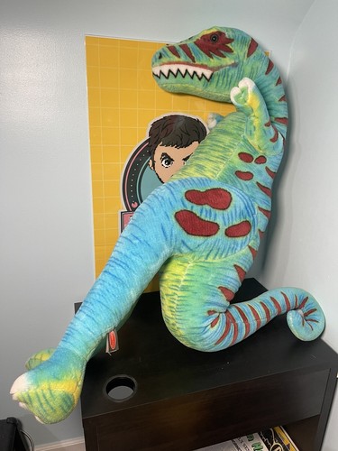 HUGE 51” T-Rex Dinosaur Plush GIANT Stuffed Dino Toy Melissa & Doug Blue Green - 第 1/8 張圖片