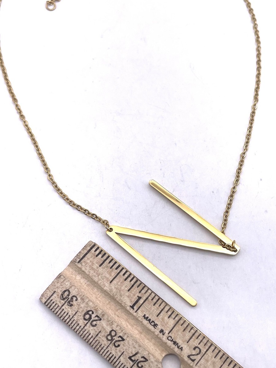 14k Gold Initial Sideways Letter Necklace N Anthropologie Sideways Initial  Letter N Chain Necklace Gold Tone