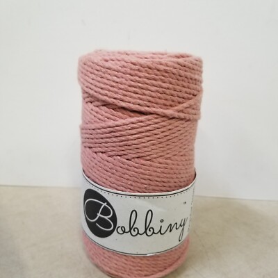 Bobbiny Regular 3mm 3ply Macrame Rope 3x20 Blush Fibers 100m