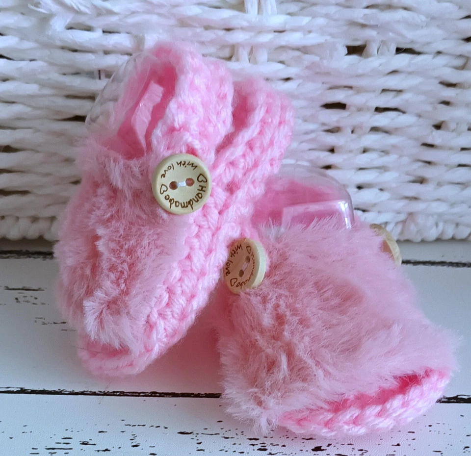 BEBÉS NIÑAS CROCHET HECHO A MANO PIEL ROSA BLANCO SANDALIAS ZAPATOS ROPA CALCETINES ROSA Foto 2 de 4