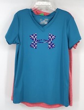 Girls Under Armour Heat Gear Short Sleeve T-Shirt S/M BRIGHT COLORS