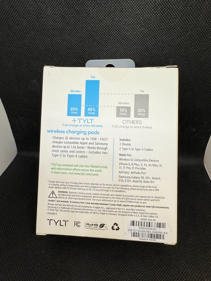 Tylt Shield Wireless Charging Pad Bundle - Two Pack Deal 2 Pack Qi Wireless - Image 2 of 2