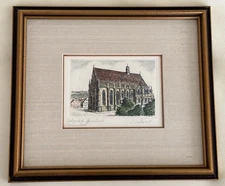 COLORED ETCHING  SIGNED IN PENCIL BY ARTIST MUNSTER SCHWABISCH GMUND (GERMANY)