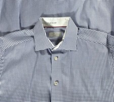 ETON Contemporary Spread Collar Blue White Check Dress Shirt Mens Sz 16
