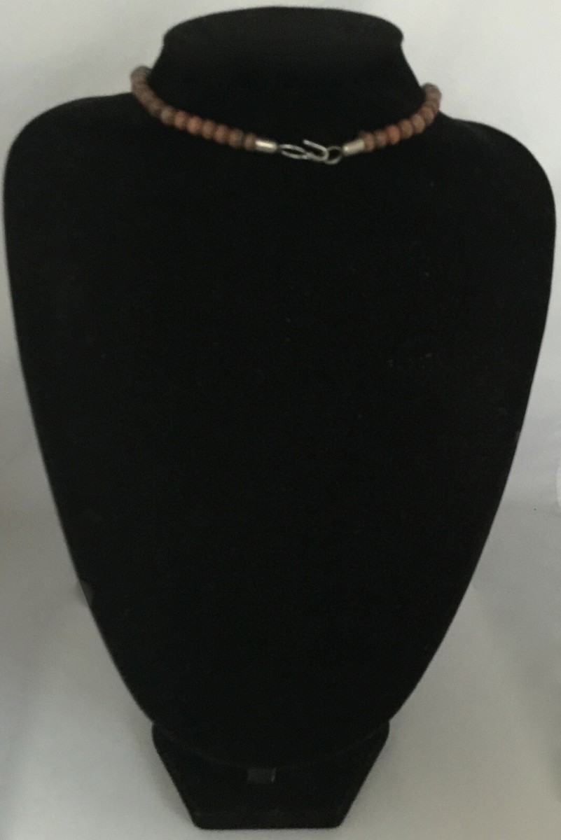 Collier Pendentif Ajouré Années 90/2000 - Résine Ambre, Perles Rondes Et Plates - Occasion