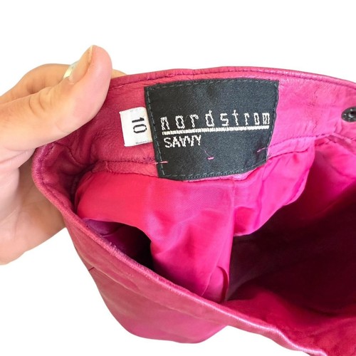 NORDSTROM SAVVY PINK LEATHER MINI SKIRT WOMENS SIZE 10 / 26 - Picture 6 of 6