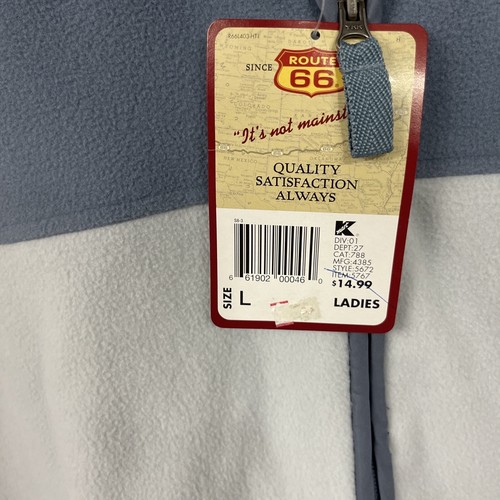 Vintage Route 66 Womens L Gray Off White Fleece Zip Up Vest Lighweight NWT - Picture 7 of 9