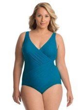 NWOT teal Miraclesuit Oceanus one piece swimsuit size 10