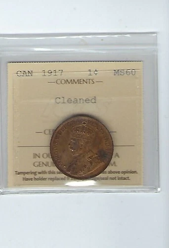 CANADA 1C CENTS 1917 King George V  ICCS UNC