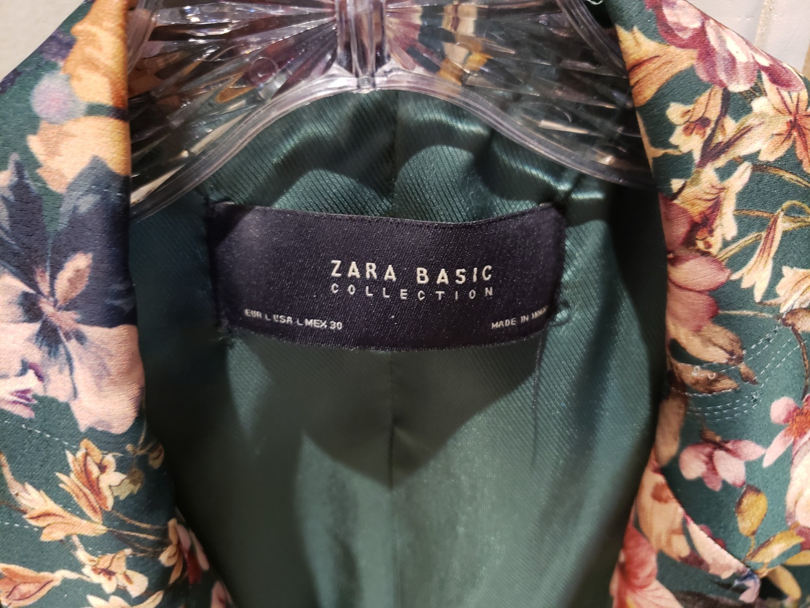 ZARA BASIC COLLECTION BEAUTIFUL GREEN FLORAL JACK… - image 4