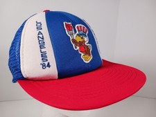 VTG 80  s 1984 Olympics Mesh Snapback Trucker Hat Cap USA Eagle Red White Blue