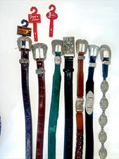 Tony Lama Justin More Vintage 90 s Ladies Silver Concho Leather Belt Lot Sz 28
