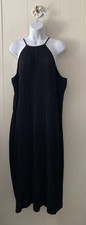 A New Day Pleated Midi Sleeveless Dress Size Sz XL Black Neck Tie Flowy EUC