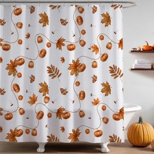 Fall Shower Curtain Maple Leaves Autumn Shower Curtains for Bathroom Pumpkin ...