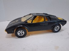 Vintage Tootsie Toy Lamborghini 10” Large Plastic Toy Mode Black and Yellow