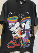 VTG 1990's Disney Mickey Minnie Mouse T- Shirt one size Black USA single stitch