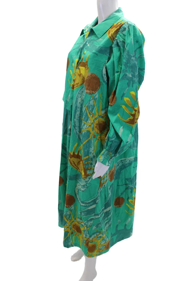 Moen Women's Long Sleeves Tiered Smocked Tiered Maxi Multicolor Dress Size L - Image 2 of 4