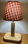 Vintage Country Primitive Plaid Fabric Lamp Shade 6" Gingham Burgundy & Tan — photo 5