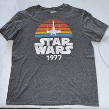 Star Wars 1977 Logo Rainbow Sun X-Wing t-shirt Vintage Look Size XL