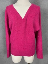 I.n.c. International Concepts Women's Sequin-Shine V-Neck Sweater Pink Small NWT