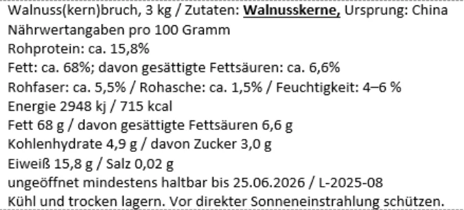 9 kg Walnuss(kern)bruch, Walnüsse roh, Vogelfutter, Eichhörnchenfutter (3x3kg) - Bild 4 von 4
