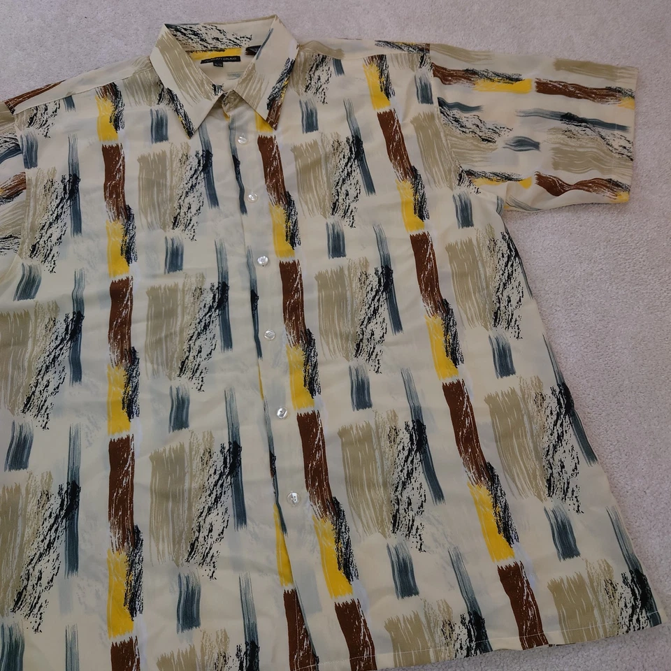 Camisa Jordan Craig Geométrica Mediados de Siglo Con Botones Para Hombre Cuadrada Talla XL Foto 3 de 4