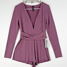 Out From Under Urban Outfitters Ribbed Mauve Long Sleeve Romper NWT Medium