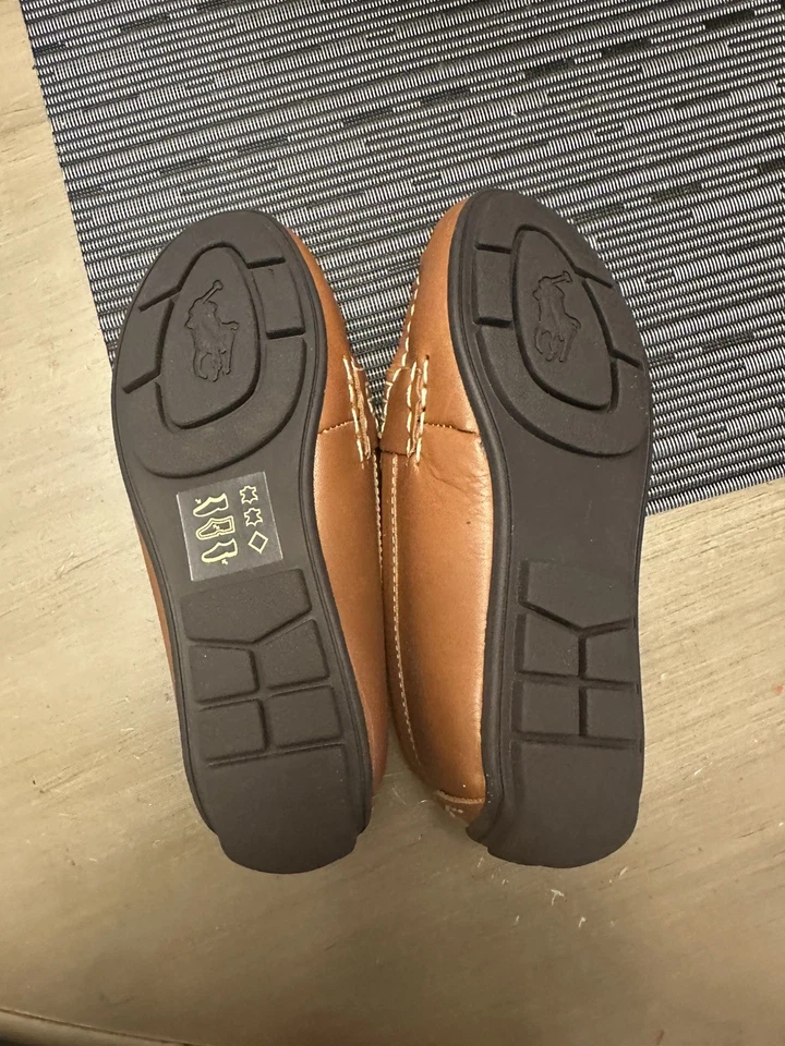 Ralph Lauren Polo Toddler Boys Tan Leather Loafers Size 11 - Imagem 2 de 2