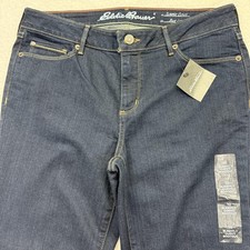 Eddie Bauer Slightly Curvy Bootcut Jeans Womens 10 Blue Dark Wash 32x33