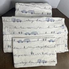 Pottery Barn Airstream Good Life Full Size Sheets 1 Pillowcase RV CampingTrailer