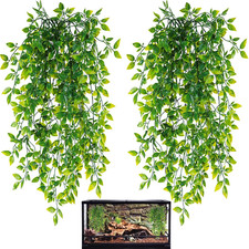 Reptile Plants, 2 Pack Terrarium Hanging Plants Vines Artificial Leaves Habitat