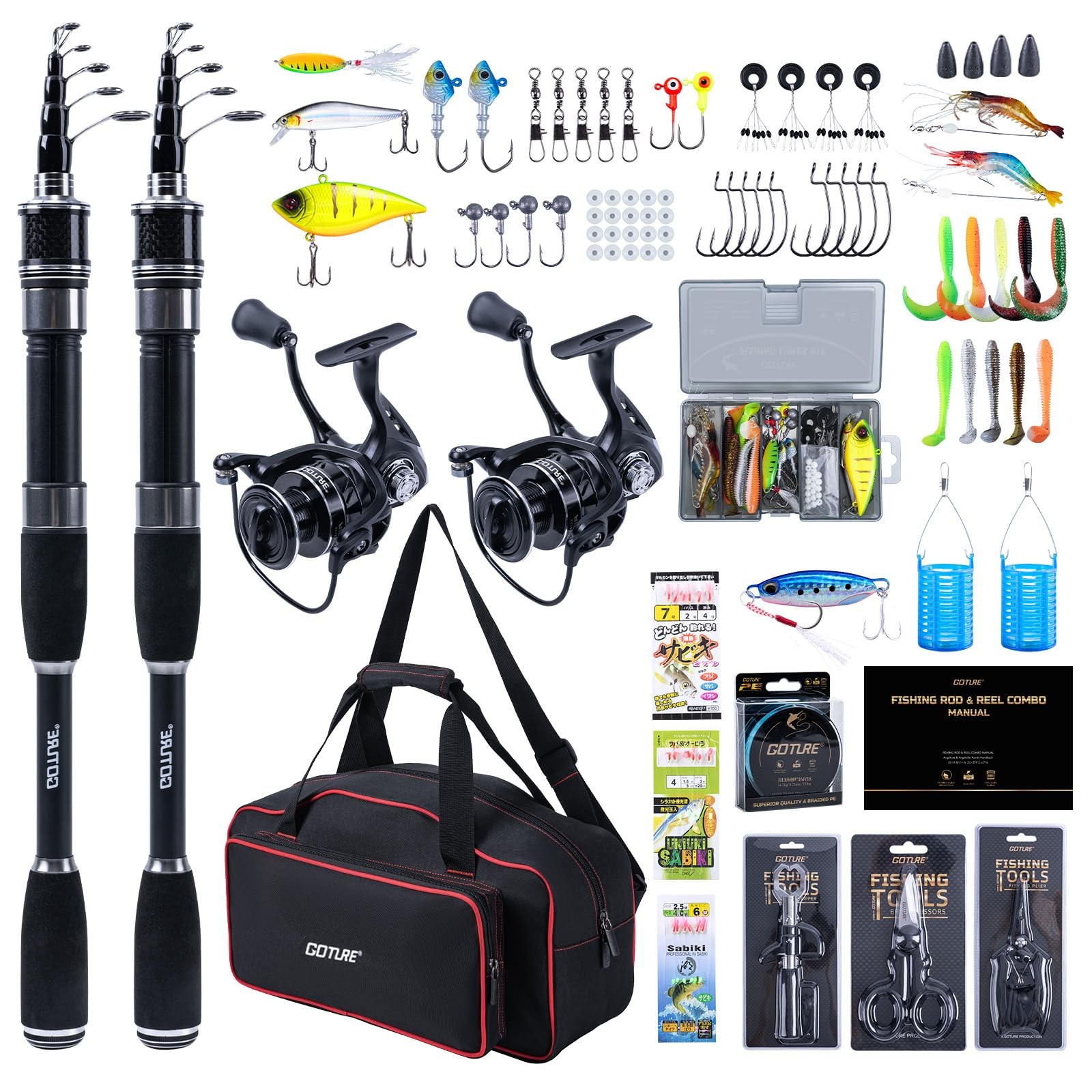 Goture 1.8M Telescopic Fishing Rod And Reel Combo, Telescopi