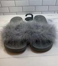 Macy  s inc international concepts:XL 11/12 Women Feathered Slide Slippers Gray