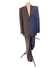 Grey 2 Pieces Pure New Wool Suit jacket trousers Chest 38in W 33 Leg 34