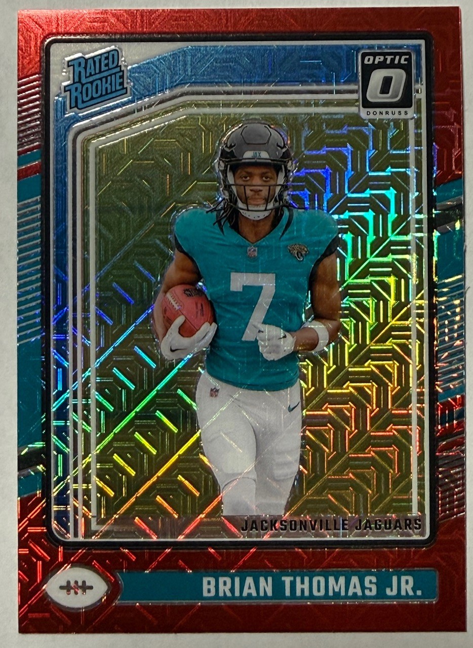 2024 Panini Donruss Optic - Rated Rookie Brian Thomas Jr. #214 Red Mojo Prizm