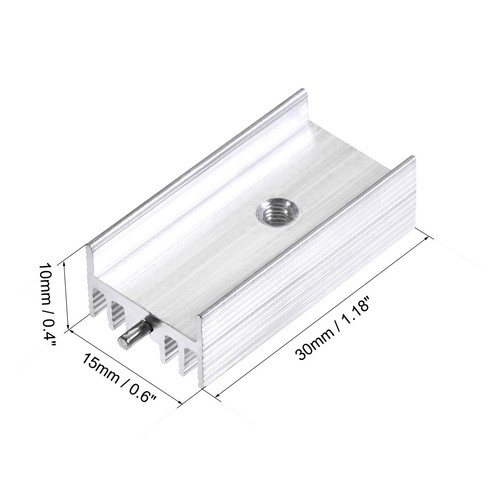 30x15x10mm TO-220 Aluminum Heatsink for MOSFET Transistor Diode with a Pin 20pcs - Afbeelding 2 van 5