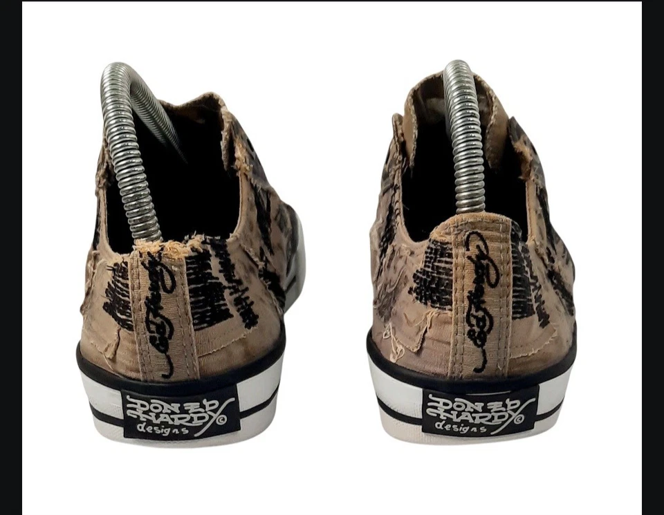 Tenis sin cordones vintage Ed Hardy bordados calavera sin cordones de lona. Mujer Talla 9 Foto 4 de 4