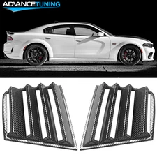 Fits 11-23 Dodge Charger V1 Style Side Window Louver Covers Carbon Fiber Print