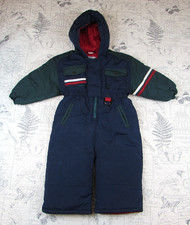 Vintage Ski Suit, Insulated winter 80s Blue Red Windy Trail Snow Suit, Size 3T