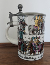 Vintage German Beer Stein March of the Amazons by Keramik Weber, Cologne Koln