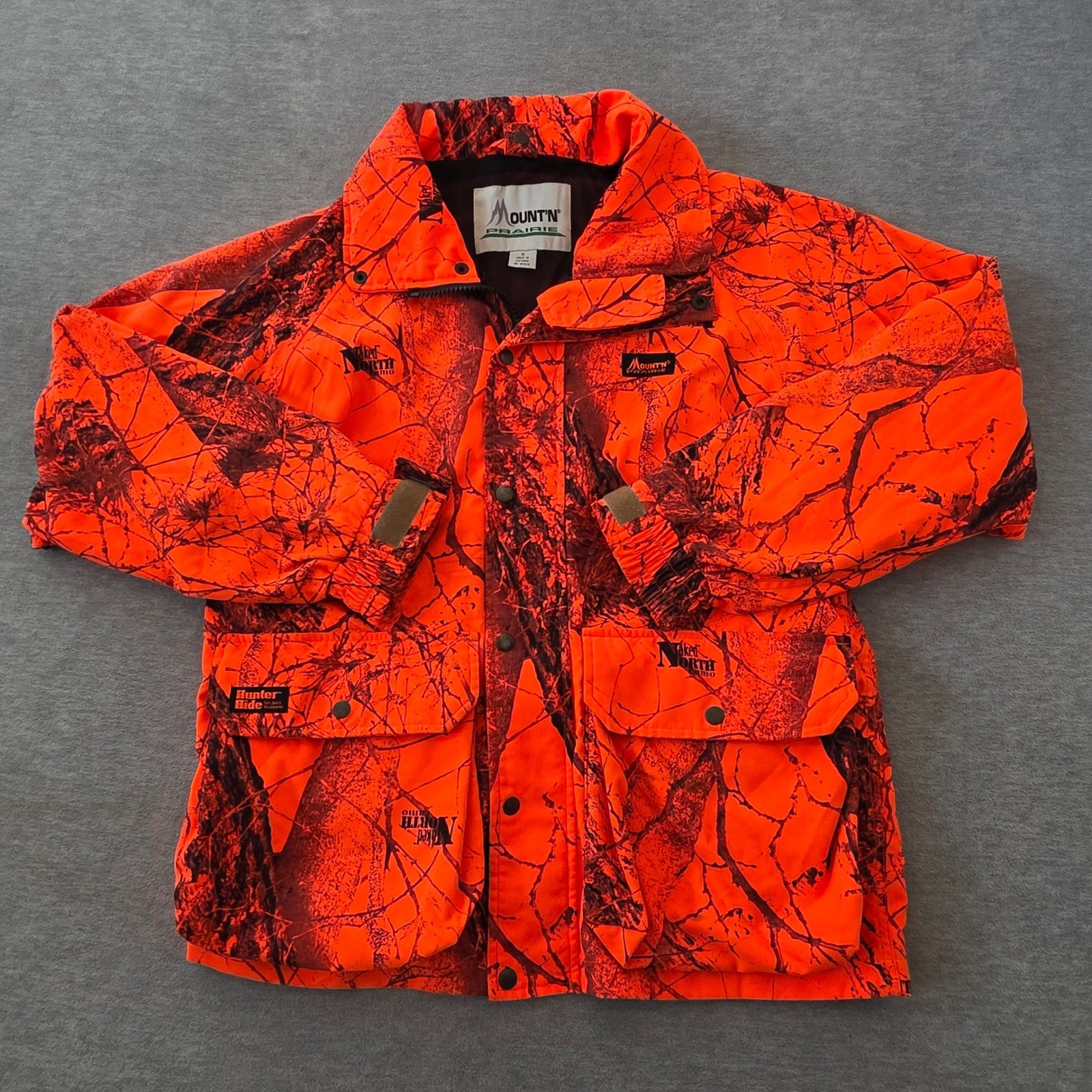 Mount'N Prairie Blaze Orange Naked North Camo Hunting Jacket Mens Small