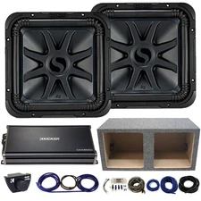 Kicker 44L7S122 12" L7 Subs with 43CXA18001 Amplifier Sealed Sub Box & Bass Knob